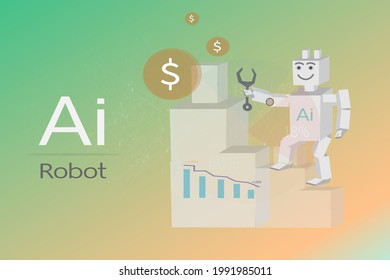 concept of artificial intelligence robot Modern business helper in vector format.