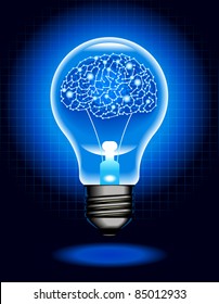 o conceito de inteligência artificial.lâmpada brilhante com cérebro ciborgue