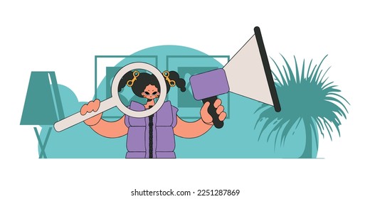 The concept of attracting employees. Woman with a megaphone. labor market.