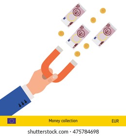 Concept of attracting investments. Euro banknote. Business concept vector illustration.
