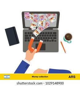 Concept of attracting investments.  peso banknote. Business concept vector illustration.