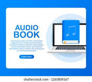 Concept audio book for web page, banner, social media. Vector stock illustration