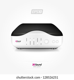 Concept audio player with knobs and speaker