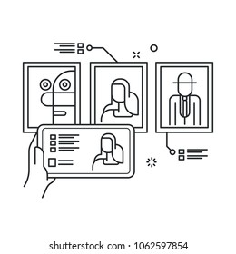 The concept of augmented reality in art and gallery with mobile phones collects information from art painting.