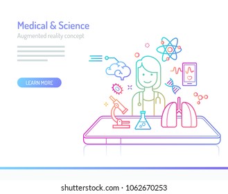 The concept of augmented reality in medical and science. Thick line with colorful gradient style vector illustrations.