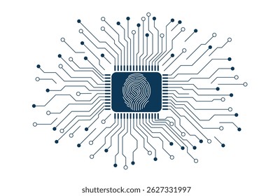 O conceito de autenticação e tecnologia. Fundo com impressão digital. Conceito de identidade de identidade pessoal, identidade de toque única, investigação criminal. Banner desenhado à mão vetorial.