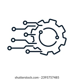 Konzeption Automatisierung, Modernisierung. Lineares Vektorsymbol einzeln auf weißem Hintergrund.