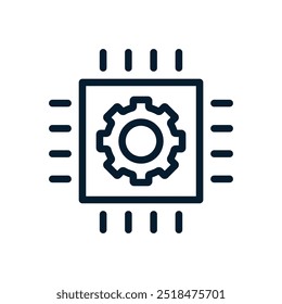 Concept automation of work processes. Vector linear icon isolated on white background.