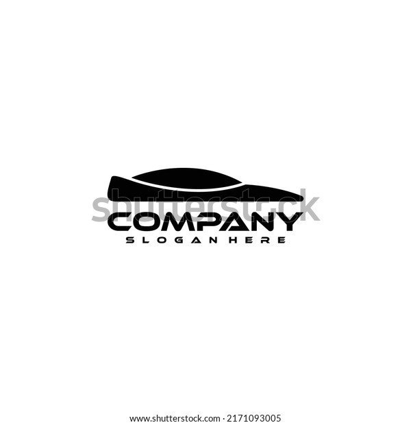 Concept automotive\
vehicle dealership logo design of black and silver chrome badge\
icon with sports car silhouette isolated on white background.\
Vector illustration.