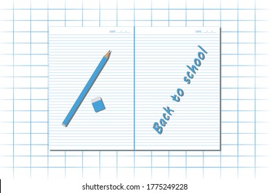 concept of Back to school with grid notebook paper