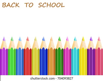 concept back to school with white paper and colorful pencils, stock vector illustration