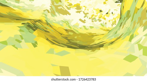 Concept background 3D space with contrast shapes. Soft and smooth shape consisting of sharp and sharp polygons