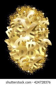 Concept  background with Gold and Currency