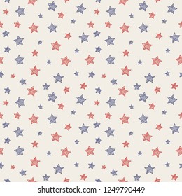 Concept of background with hand drawn stars. Vector.