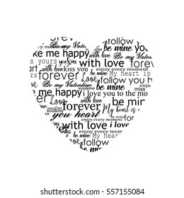  Concept background, Happy Valentines day,background with the words in a heart shape
