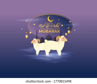 fondo conceptual para el festival islámico Eid-al-adha, texto escrito significa Eid-al-adha, ilustración vectorial 