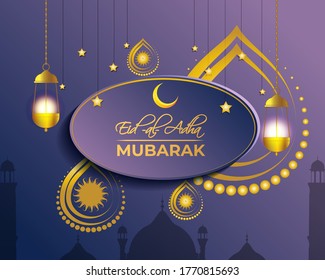 concept background for Islamic festival Eid-al-adha, written etxt means  Eid-al-adha, vector illustration 