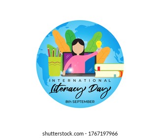 fondo de concepto para la ilustración día-vector de alfabetización 