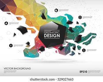 Concept background with poligonal geometric shapes. Creative layout for presentation or website.