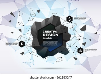 Concept background with poligonal geometric shapes. Creative layout for presentation or website.