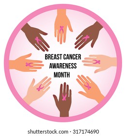 Concept a badge or logo for the World Breast Cancer Awareness Month vector illustration