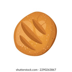 Concept Bakery bread bun loaf. This illustration is a flat vector cartoon design of a bakery item - a loaf of bread. Vector illustration.