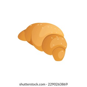 Concept Bakery bread bun loaf. The illustration is a flat vector design featuring a golden brown croissant, a popular French pastry, on a white background. Vector illustration.