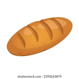 Concepto Panadería pan pan pan pan pan pan loaf. Esta ilustración es un concepto de vectores planos de una panadería, con una hogaza de pan al estilo de las caricaturas. Ilustración vectorial.