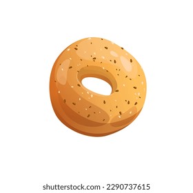 Concept Bakery bread bun loaf. This illustration depicts a delicious bagel from a bakery. The bagel is designed in a flat and cartoonish style. Vector illustration.