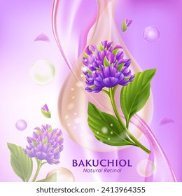 concept of Bakuchio Serum Natural Retinol for Skin Care Cosmetic poster, banner design