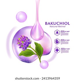 concept of Bakuchio Serum Natural Retinol for Skin Care Cosmetic poster, banner design