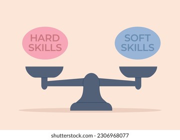 concept of balancing hard and soft skills- vector illustration
