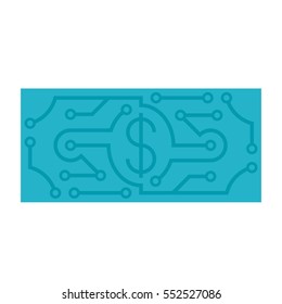 Concept of bank note with sign dollar for digital money
