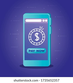 concepto de banco en línea en el diseño de ilustración de vector de smartphone