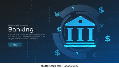 El concepto de tecnología bancaria. Sistema de conexión digital. Concepto de tecnología financiera. Software para servicios financieros. tecnologías financieras. banca por internet en línea. Ilustración del vector