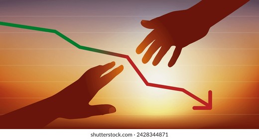 Concept of bankruptcies and economic crises with an outstretched hand symbolizing financial assistance to businesses.