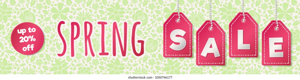 Concept of a banner with floral background for Spring Sale. Vector.
