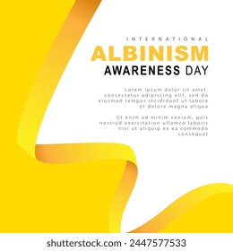 Concept of a banner for the International Albinism Awareness Day. Yellow ribbon - symbol of a rare genetic disease. Vector illustration on a white background.