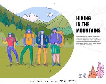 concept banner, mountain tourism