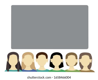 concept of banner, poster, flyer , postcard, visit card with people and copy space