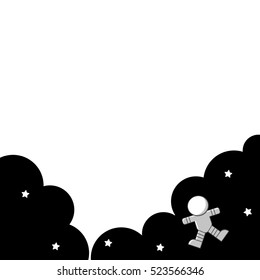 Concept banner with Space theme with flat astronomic objects and symbols of Planets, Spaceman for invitations and advertisement. Trendy Design Vector Illustrations.