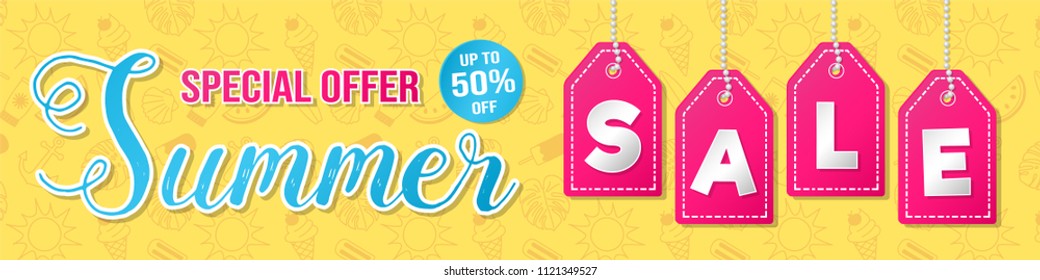 Concept of a banner for Summer Sale. Vector.