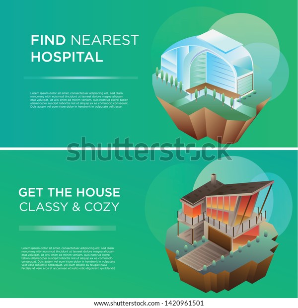Concept Banner Ui Print Out Vector Buildings Landmarks Holidays
