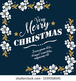Concept for banner of very merry christmas, with vintage leaf flower frame pattern. Vector