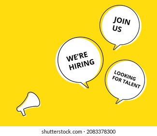 Concept banner We are hiring. Simple Flat Speaker To a Megaphone Illustration Design on Yellow Background Template Vector.
Flat vector chat message in speech bubble icon. 