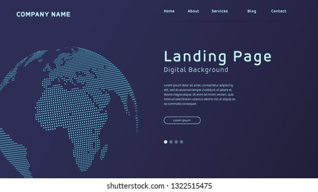 Concept based landing page design with background World map in dots. Futuristic technology background Business and development direction. Modern vector concepts for website - Vector Illustration