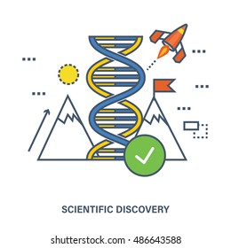 The concept is based on the idea of the world's scientific discoveries, innovation and technological progress. Vector illustration.