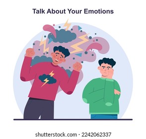 The concept of the BASIC Ph. Model for coping with grief, emotions management. A method for dealing with psychological stress and trauma. Flat vector illustration