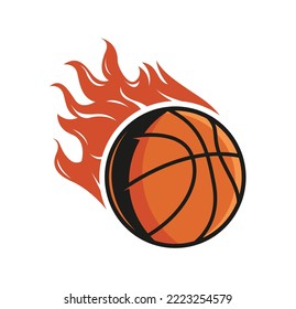 concept of basketball flaming balls flat vector art and illustration