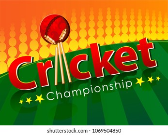 Concept of Bat, ball and helmet of Cricket match sport. Vector illustration